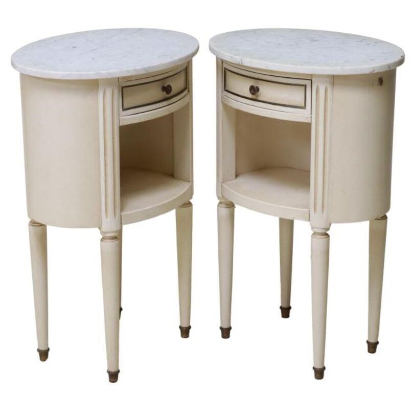 Appraisal: pair Louis XVI style painted wood nightstands th c having