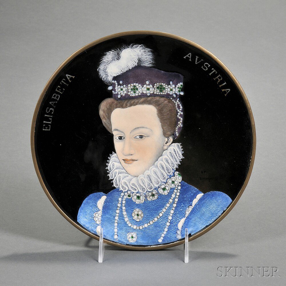 Appraisal: Limoges Enamel Portrait Plate Depicting Elisabeth of Austria Queen of