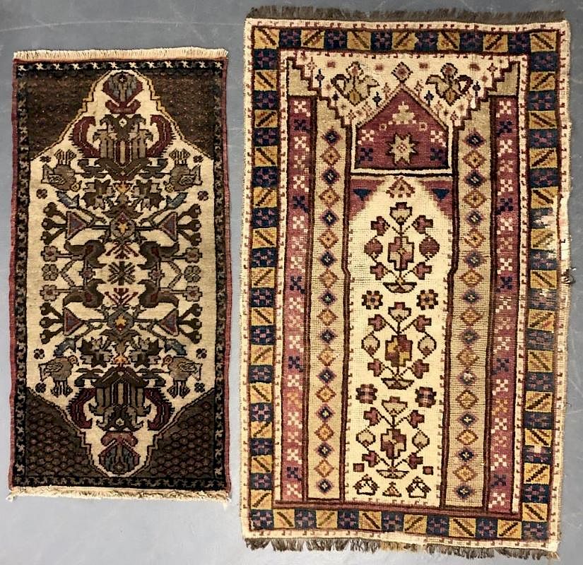 Appraisal: Grouping of Turkish Prayer Rug and Smaller Mat Turkish prayer