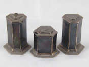 Appraisal: R E Stone A three piece silver Art Deco cruet