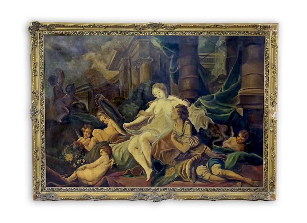 Appraisal: Antique Female Nude Old Master Style Art Painting Large antique