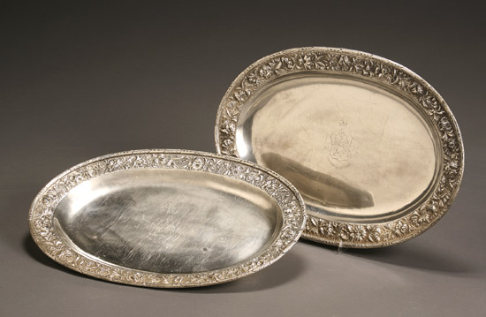 Appraisal: Pair of American Repouss Silver Oval Platters Andrew Ellicott Warner