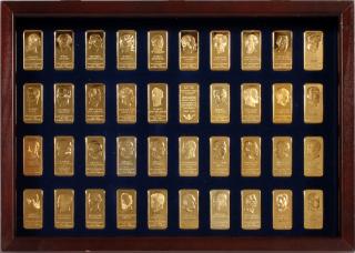 Appraisal: PROOF - GRADE KT GOLD ON -OUNCE BRONZE BARS HALL