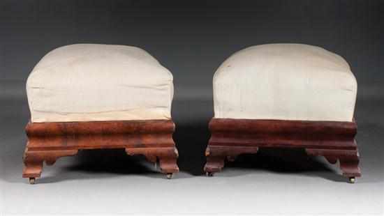 Appraisal: Near pair of American Classical mahogany ottomans in H x