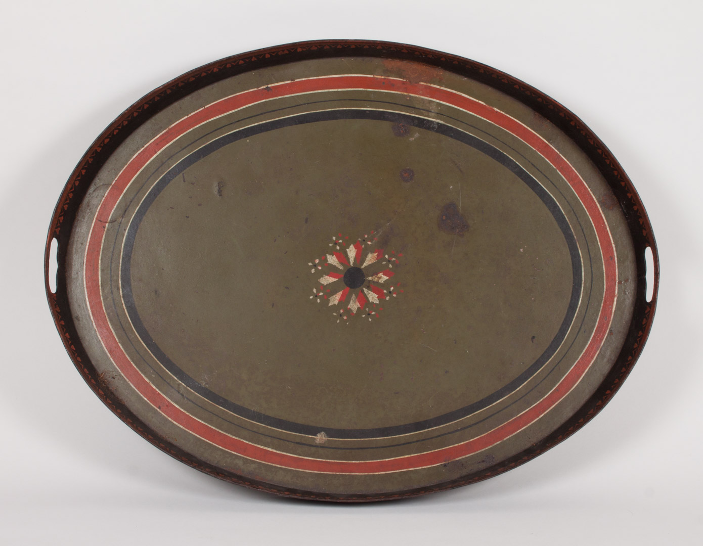 Appraisal: Victorian toleware tray mid- th century geometric pattern decoration and