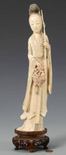 Appraisal: Large Chinese Carved Ivory Quan Yin Figure Chinese carved and