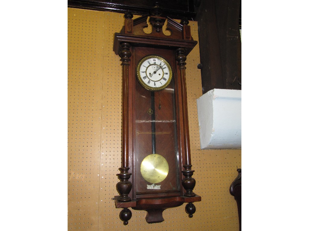 Appraisal: Victorian mahogany cased two weight regulator weights in office