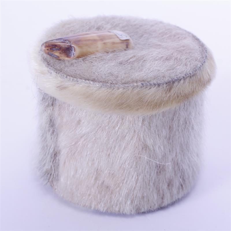 Appraisal: Eskimo Seal Fur box with seal gut lining and walrus