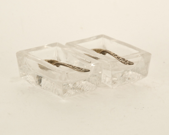 Appraisal: Glass Salts with Sterling Salt Spoons