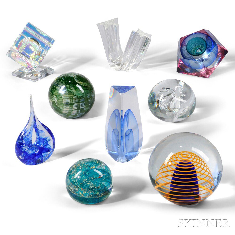 Appraisal: Nine Pieces of Contemporary Art Glass Sculpture Art glass United