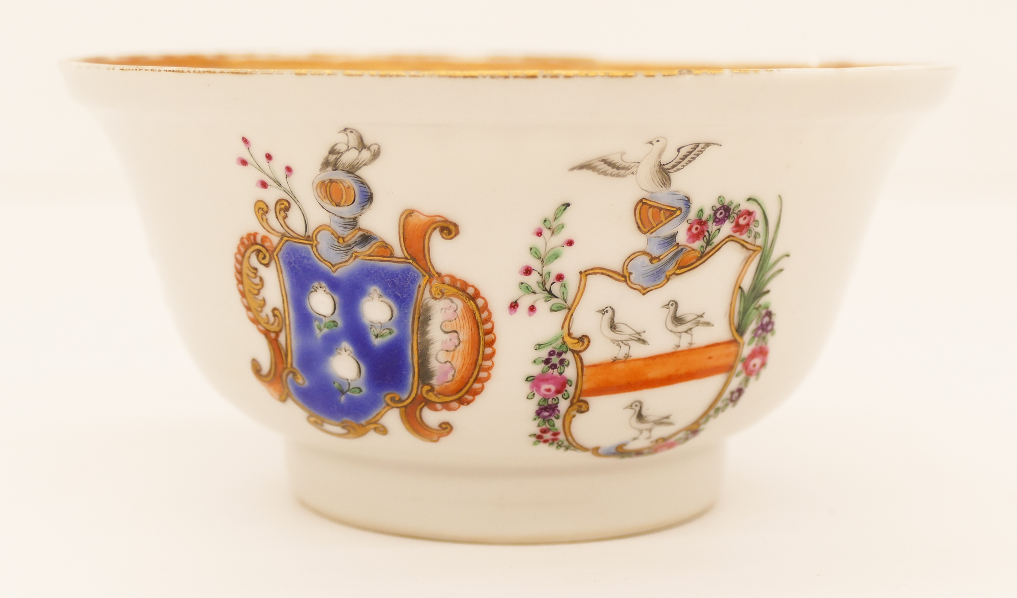 Appraisal: Chinese th Cent Export Double Armorial Porcelain Tea Bowl ''x