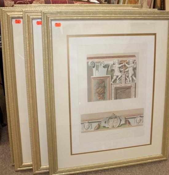 Appraisal: Five framed architectural prints and five framed idealized landscape prints