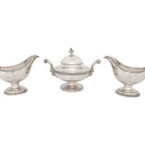 Appraisal: A Pair of American Silver Gravy Boats and a Silver