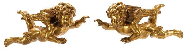 Appraisal: A pair of Baroque style gilt wood figures of putti