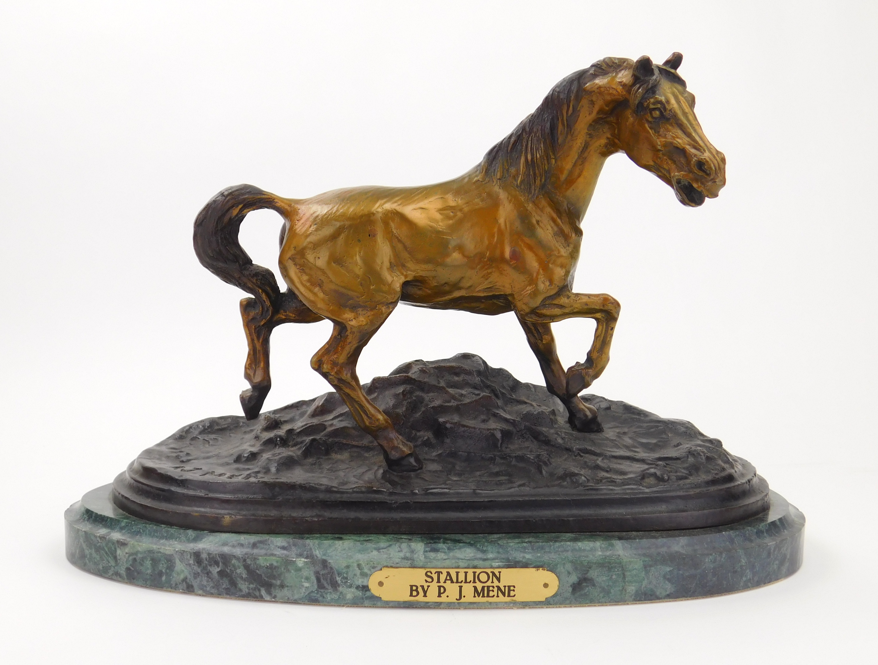 Appraisal: after Pierre Jules Mene French - Horse- bronze sculpture set