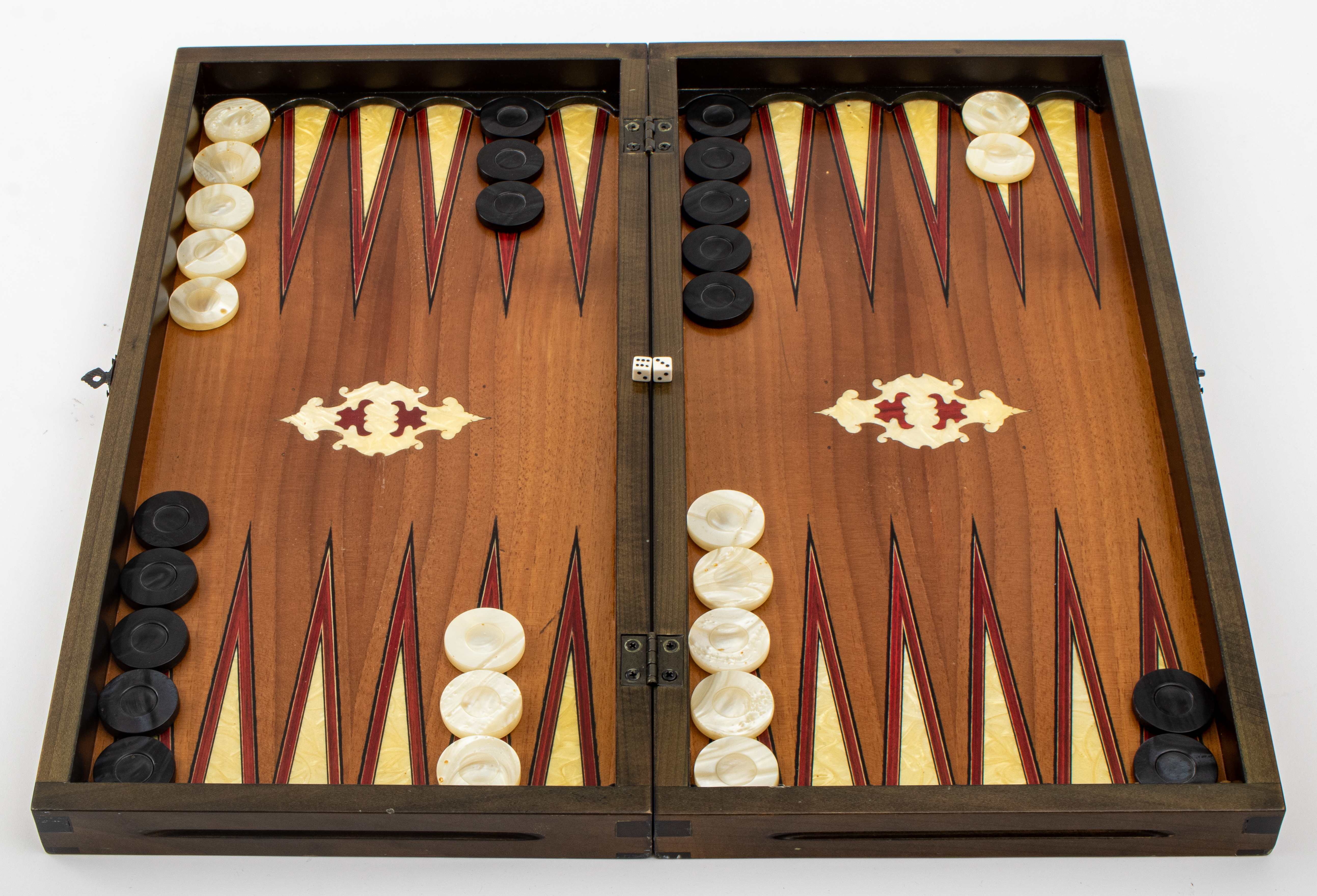 Appraisal: PALERMO TAVLALARI WOOD INLAID BACKGAMMON BOARD Vintage Italian Palermo Tavlalari