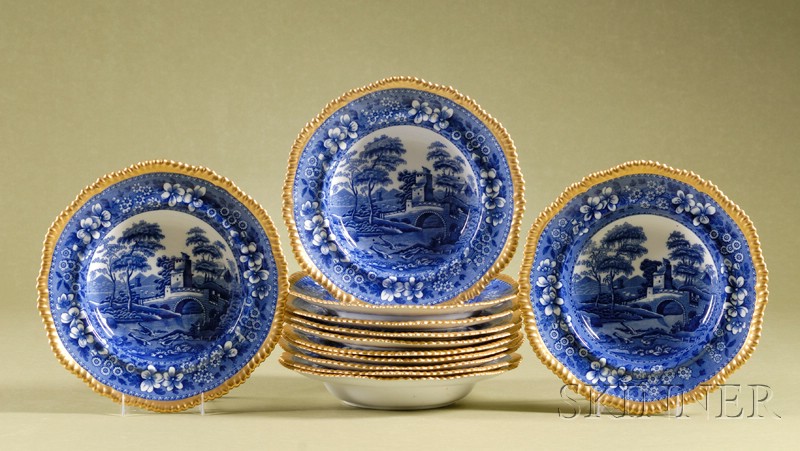 Appraisal: Set of Twelve Copeland Blue Transfer Printed Soup Plates England