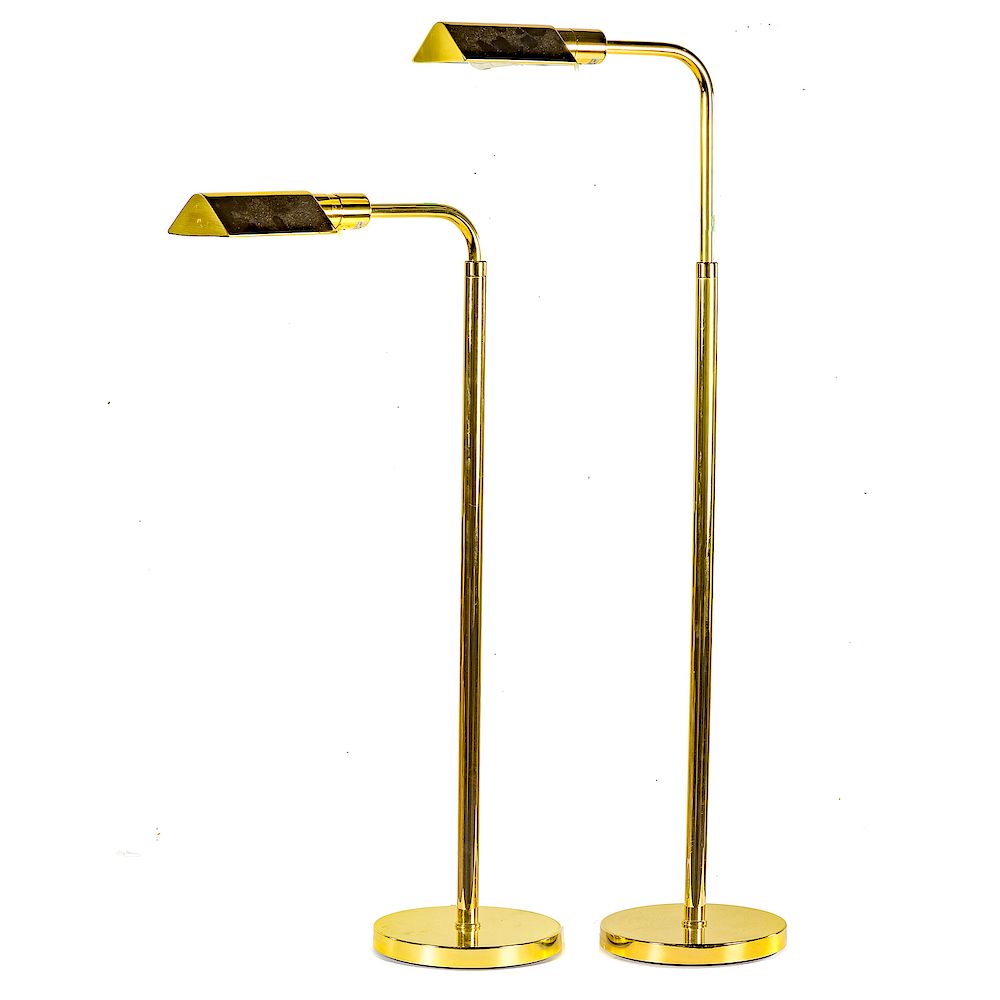 Appraisal: Metalarte polished brass adjustable floor lamps Spanish st century in