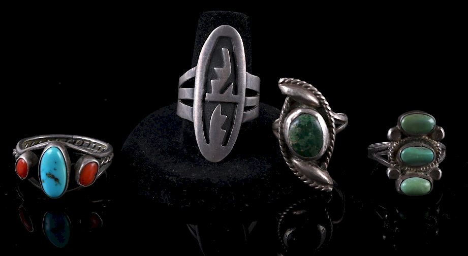 Appraisal: Navajo Sterling Silver Old Pawn Rings Offered in this lot