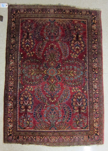 Appraisal: SEMI-ANTIQUE PERSIAN SAROUK AREA RUG Arak Province northeastern Iran floral