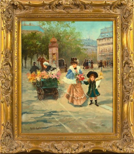 Appraisal: Judd Gallet American th Century Paris Street Scene with Flower