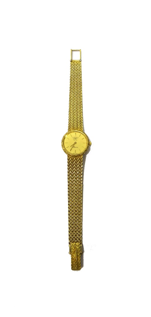 Appraisal: A lady's ct gold Longines Quartz Presence bracelet wristwatch the