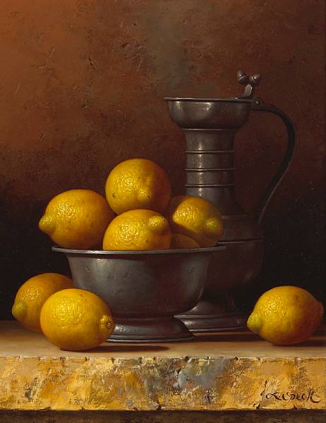 Appraisal: Loran Speck American born Still life with lemons signed 'L