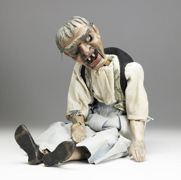 Appraisal: CARVED WOOOD MARIONETTE Of a grotesque old woman possibly French