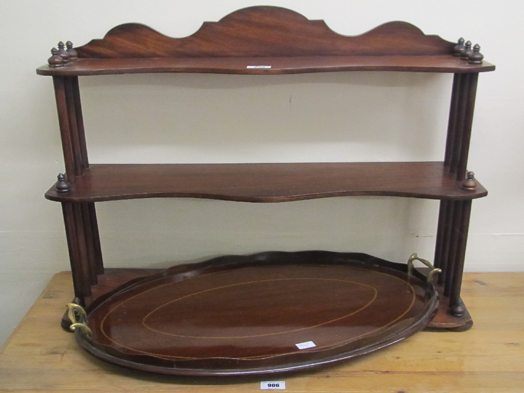 Appraisal: Three tier wall shelf and an Edwardian serving tray