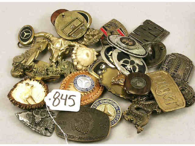 Appraisal: Box lot of gent's belt buckles in leather brass and