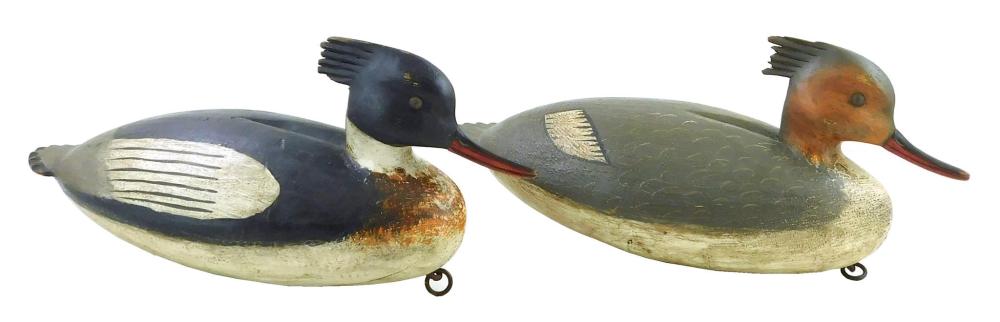 Appraisal: DECOYS Pair of Merganzer duck decoys by Mark Daisey American