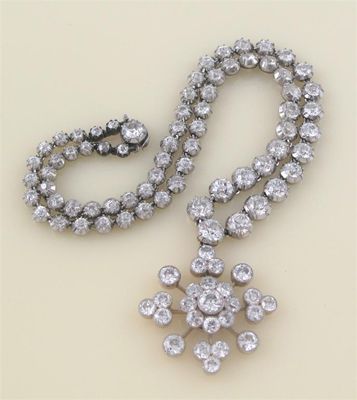 Appraisal: A Victorian diamond riviere necklace with a detachable pendant The