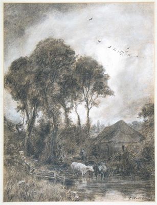 Appraisal: Sir Ernest Albert Waterlow - Rural views with cattle near