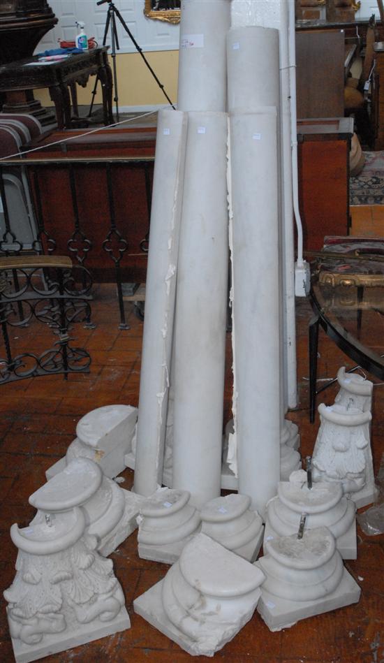 Appraisal: A GROUP OF SIX MARBLE HALF COLUMNS H Tallest Provenance