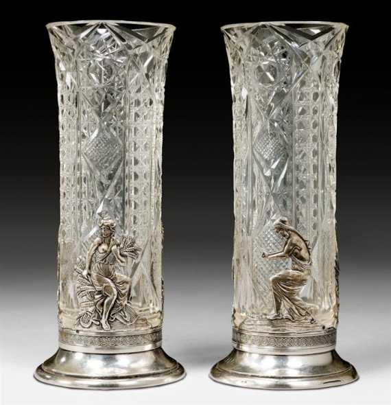 Appraisal: PAIR OF FLOWER VASES Moscow - Iwan Petrowitsch Chlebnikow Engraved