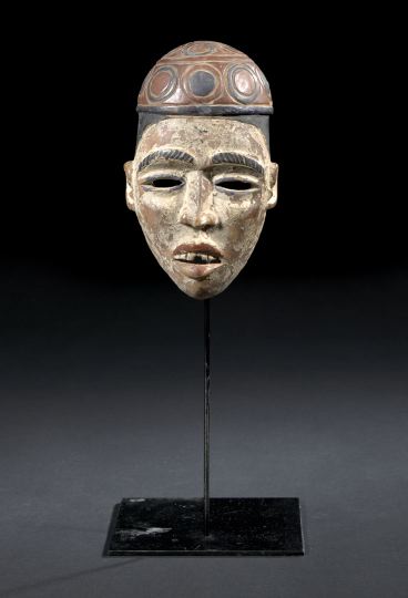 Appraisal: Diminutive Indonesian Carved and Polychromed Wooden Face Mask of the