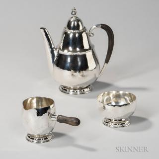 Appraisal: Three-piece Georg Jensen Sterling Silver Coffee Service Denmark c pattern