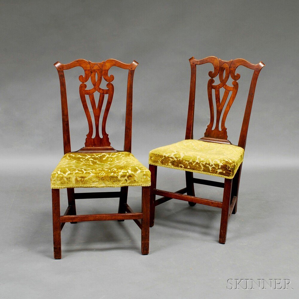 Appraisal: Pair of Mahogany Chippendale Chairs America or England late th