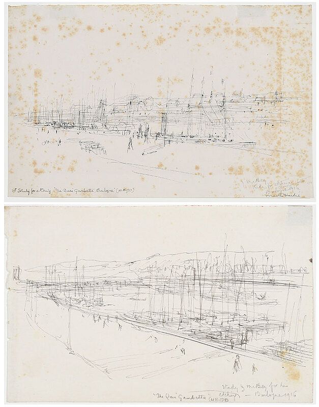 Appraisal: James McBey Scottish - Two studies for The Quai Gambetta