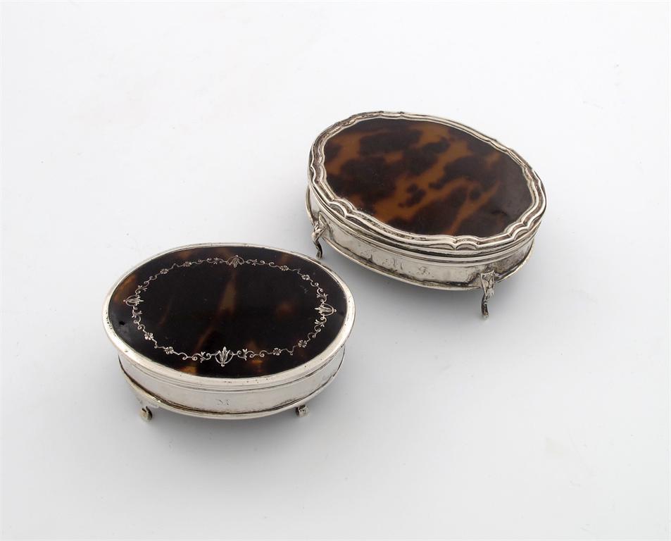 Appraisal: A silver mounted tortoiseshell trinket box