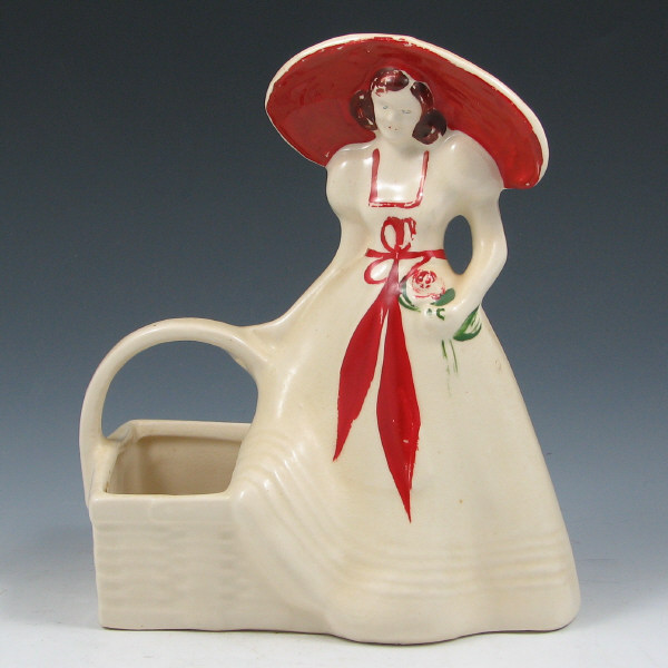 Appraisal: Brush Lady With Basket Planter - Excellent Brush lady with