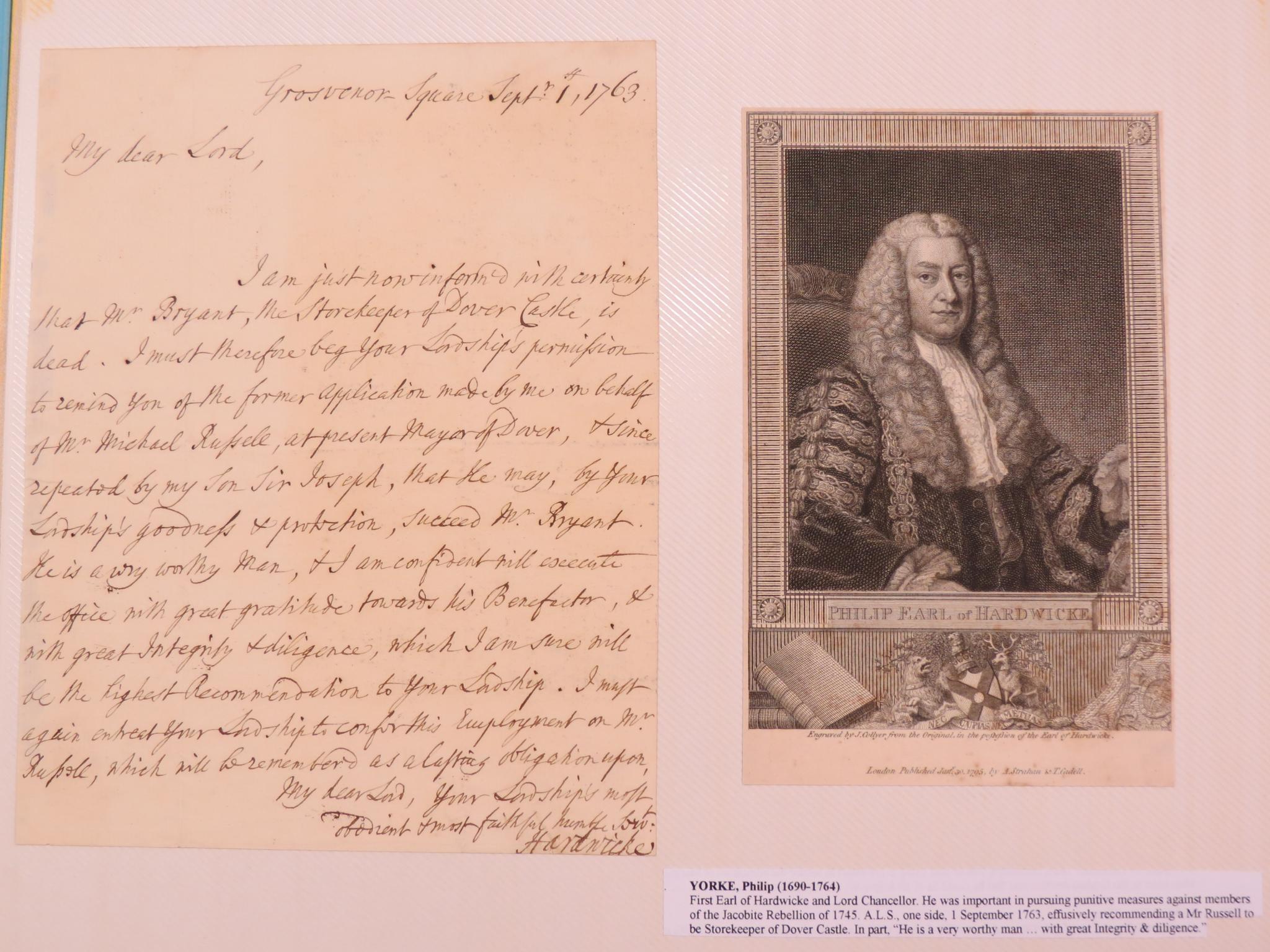 Appraisal: Philip Yorke st Earl of Hardwicke - - hand-written letter