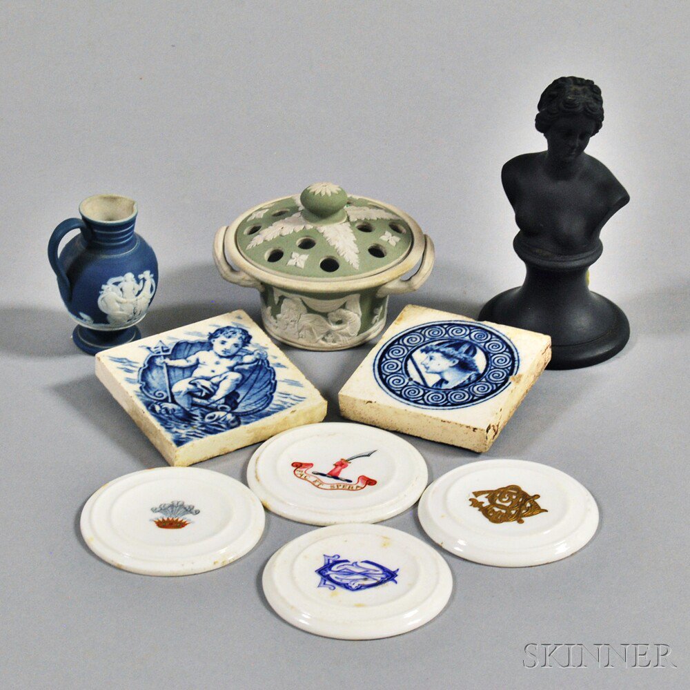 Appraisal: Nine Small Wedgwood Items a miniature blue jasper dip jug