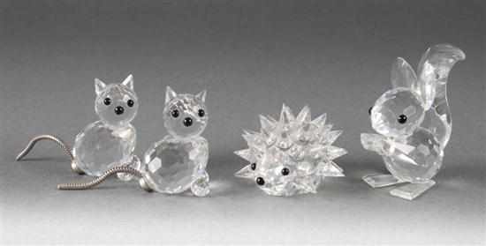 Appraisal: Four Swarovski crystal animals th century comprising hedgehog squirrel and