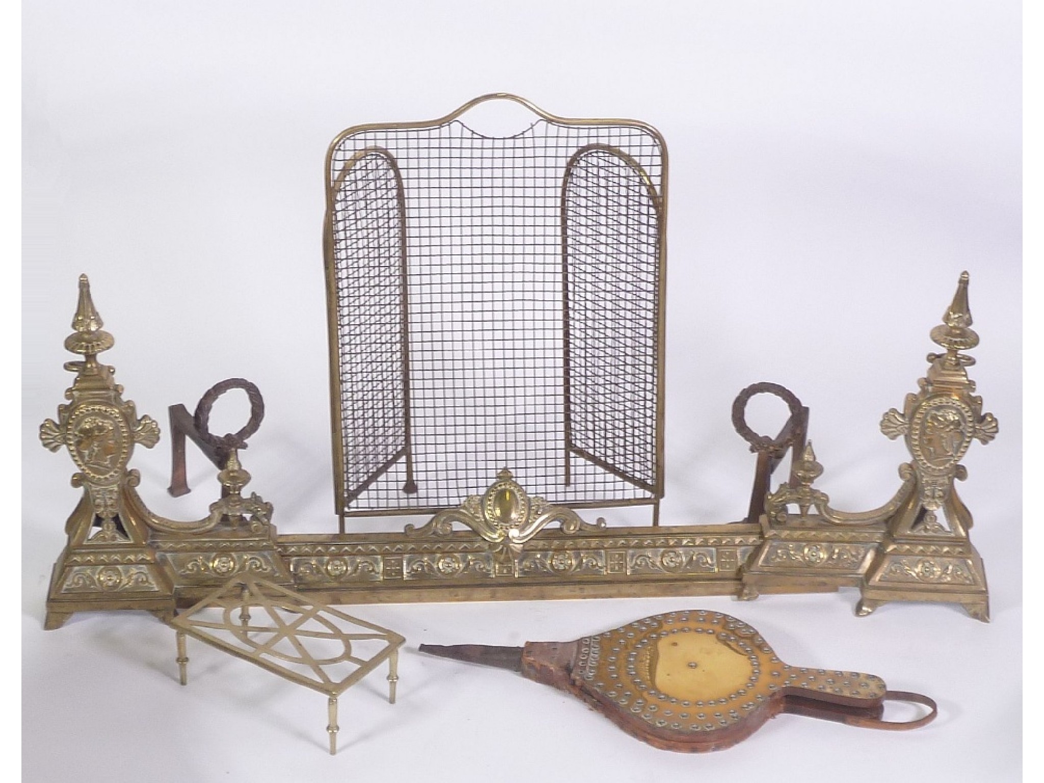 Appraisal: A FRENCH CAST BRASS THREE PIECE FENDER COMPRISING A PAIR