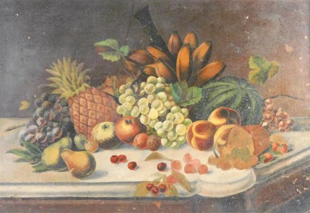 Appraisal: th C still life oil on panel abundance of fruit