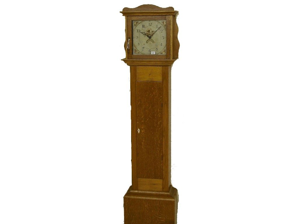 Appraisal: Oak thirty hour longcase clock the square painted dial with