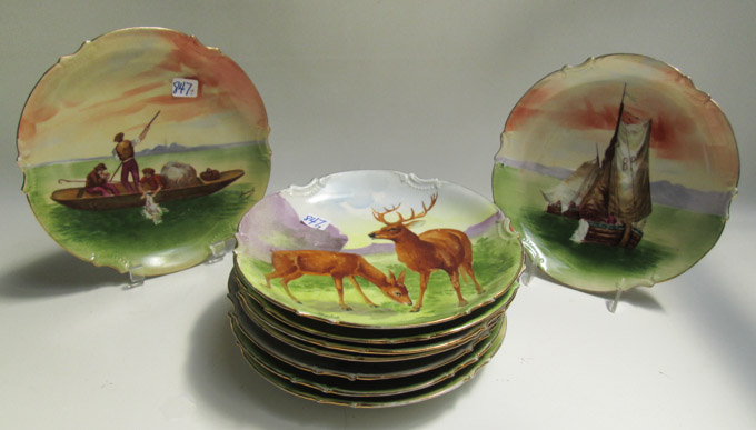 Appraisal: NINE HAND PAINTED AND SIGNED LIMOGES CABINET PLATES comprised of