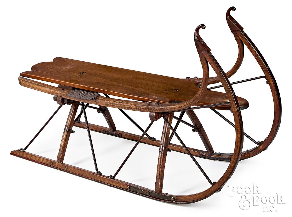 Appraisal: Antique sled with iron strapping Antique sled with iron strapping