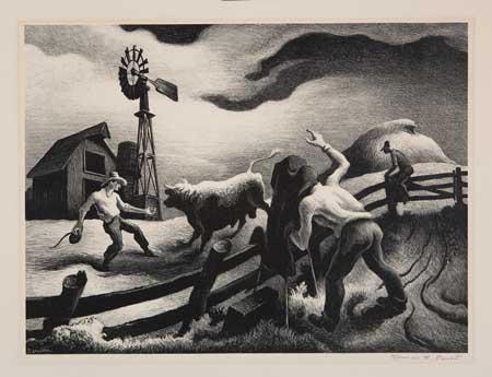 Appraisal: THOMAS HART BENTON Photographing the Bull Lithograph x mm x